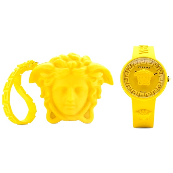 Versace Unisex Men Women Yellow Watch Medusa Pop Strap Fashion wristlet case New - Picture 3 of 11